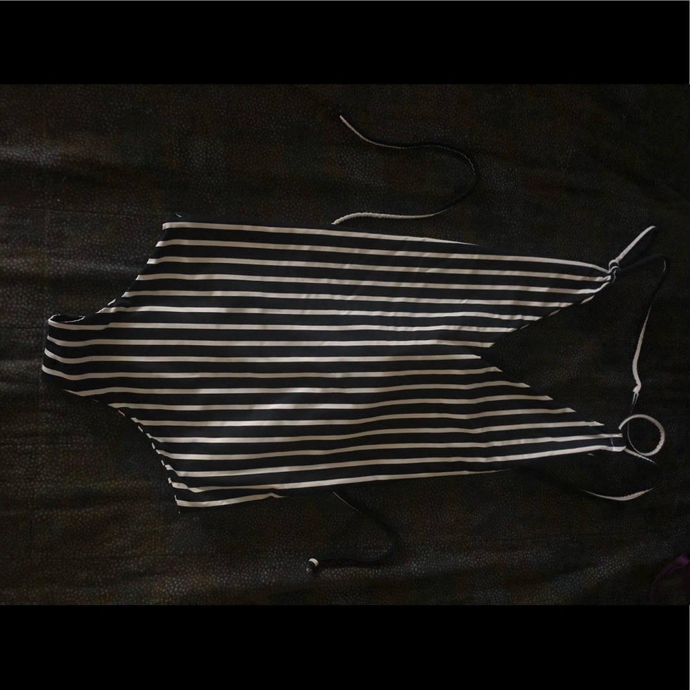 Black and White Striped Swimsuit
